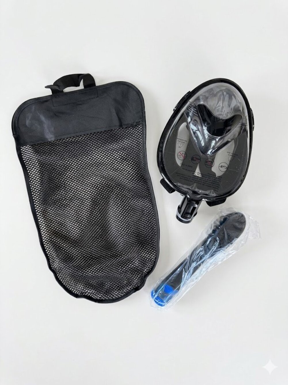 Keystand Full Face Snorkel Mask L/XL Black SC-08 Diving Panoramic Bag Manual NEW